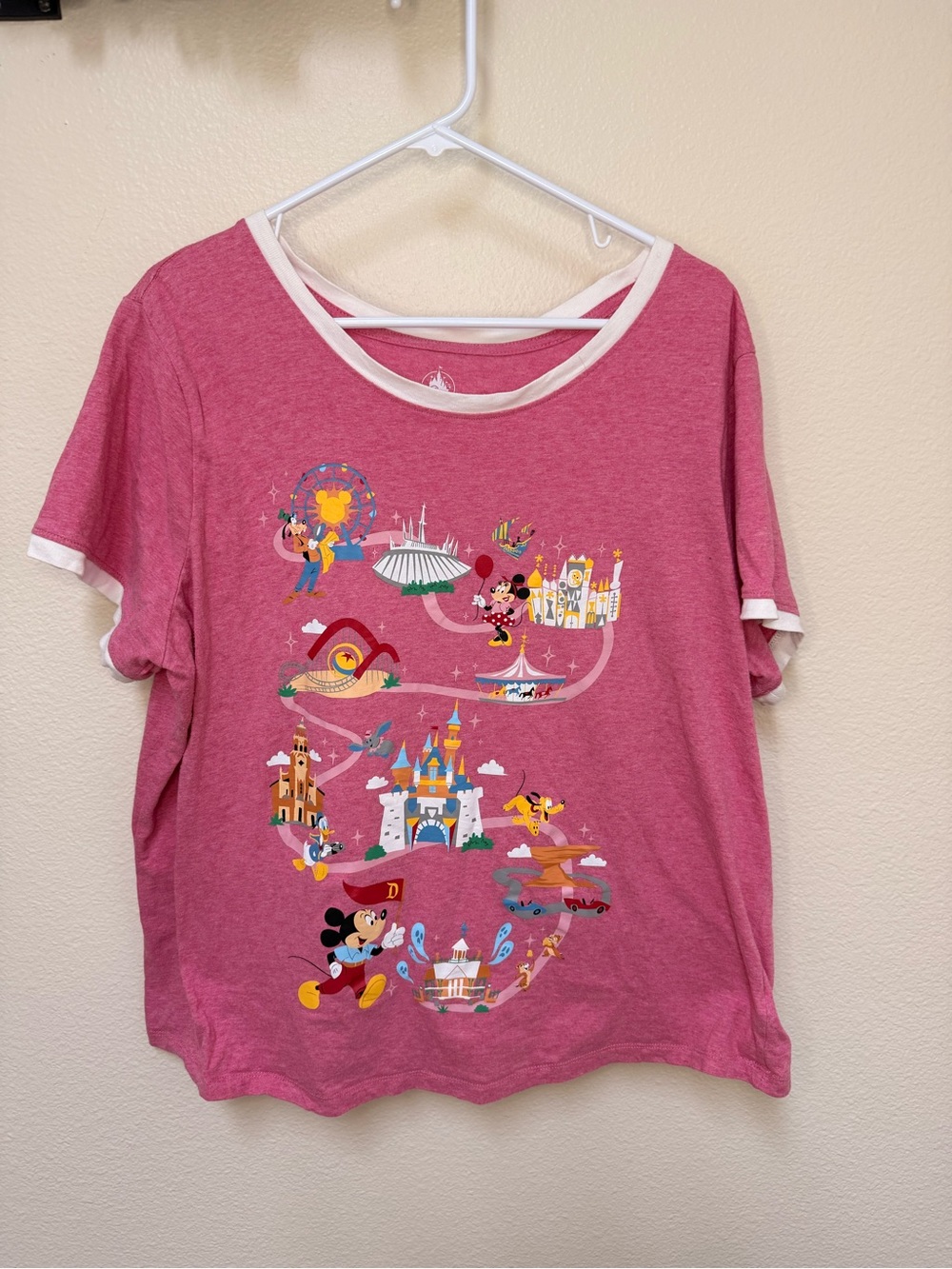 Disney Parks Walt Disney World Park Icons Mickey Ringer Pink Tee Women's‎ XL